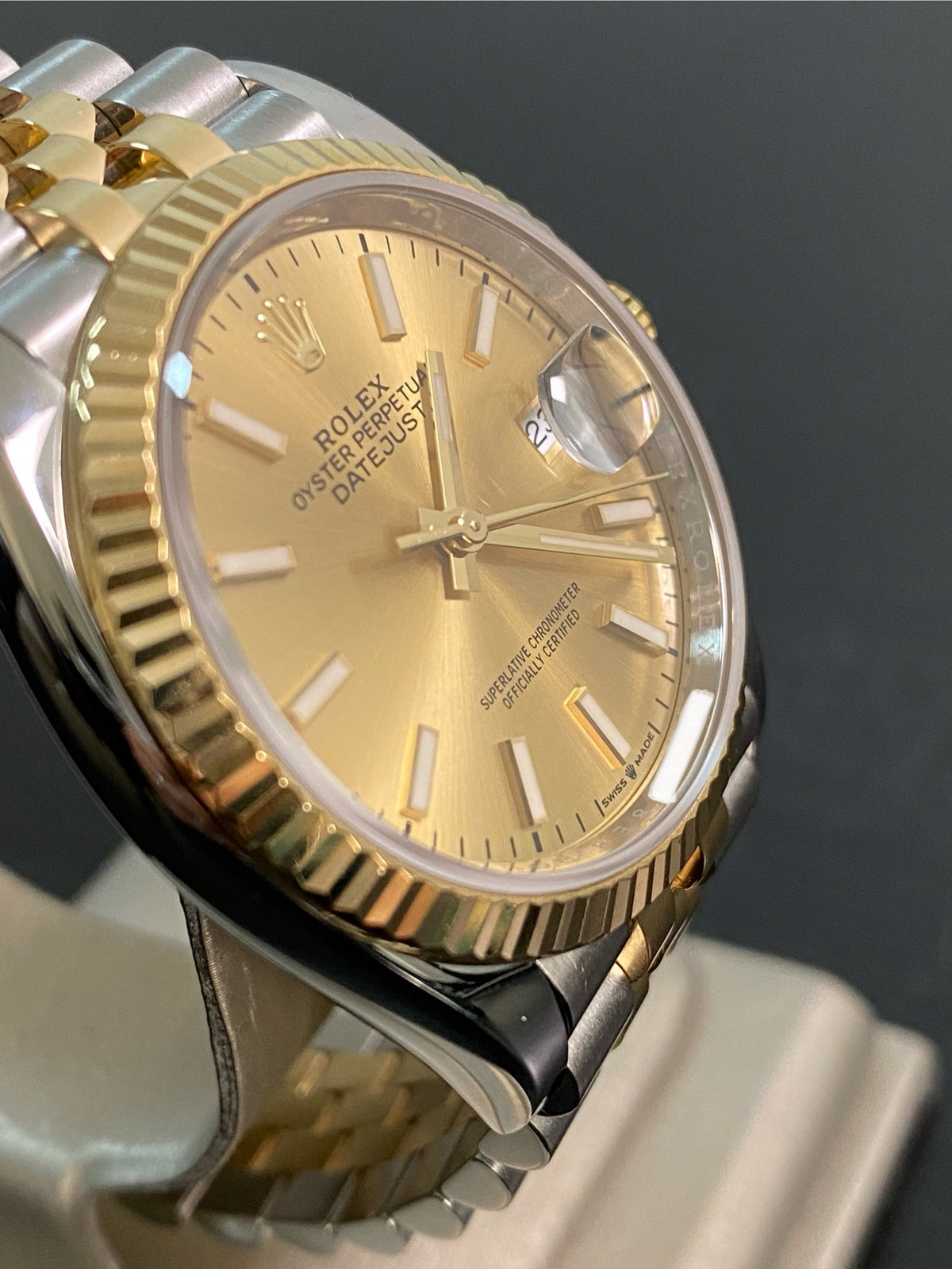 Rolex Steel and Yellow Gold Datejust 36 - 2019 - Fluted Bezel - Champagne Index Dial - Jubilee Bracelet - 126233 *FULL SET*