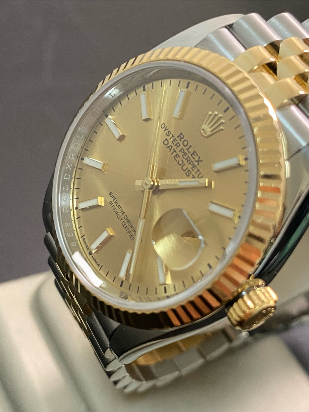 Rolex Steel and Yellow Gold Datejust 36 - 2019 - Fluted Bezel - Champagne Index Dial - Jubilee Bracelet - 126233 *FULL SET*