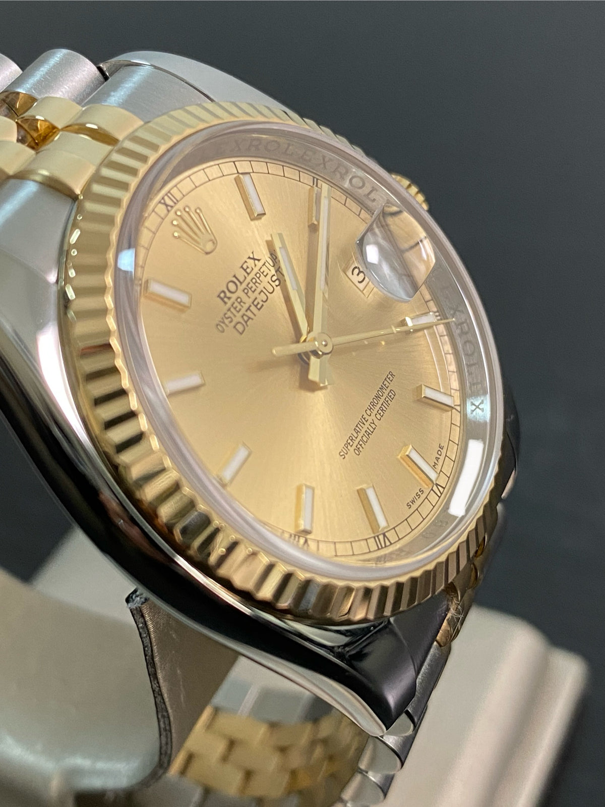 Rolex Steel and Yellow Gold Datejust 36 - M serial - Fluted Bezel - Champagne Index Dial - Jubilee Bracelet - 116233 *FULL SET*