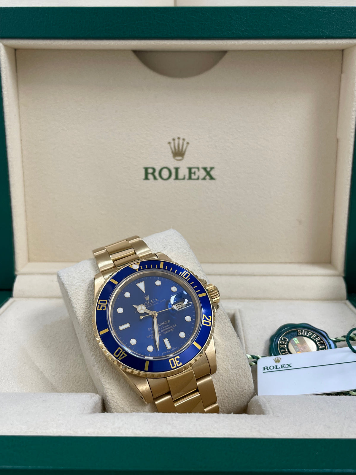 Rolex Yellow Gold Submariner Date - 1991 - Pre Ceramic Blue Bezel - Blue Dial - 16618