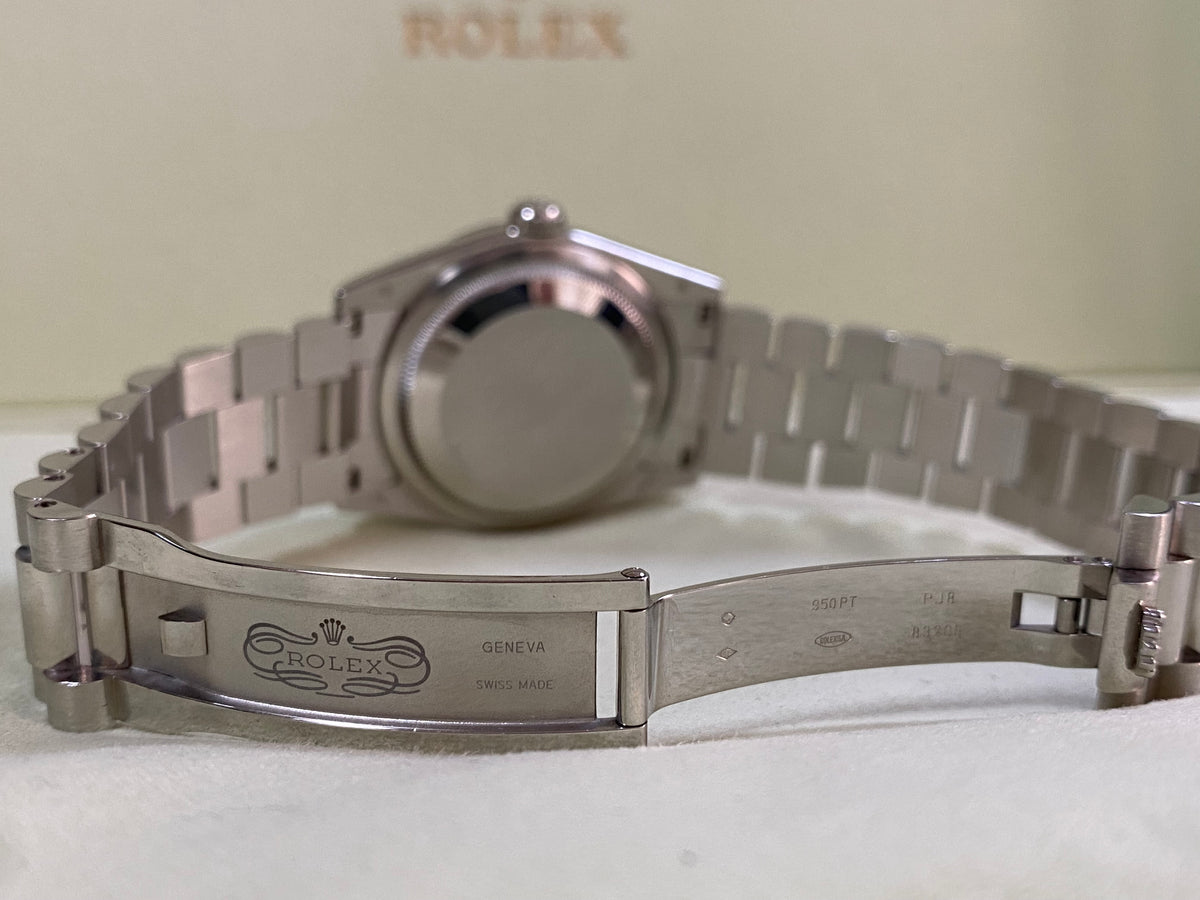 Rolex Platinum Day-Date 36 - 2012 - Domed Bezel - Ice Blue Index Dial - President Bracelet - 118206 *UNPOLISHED*