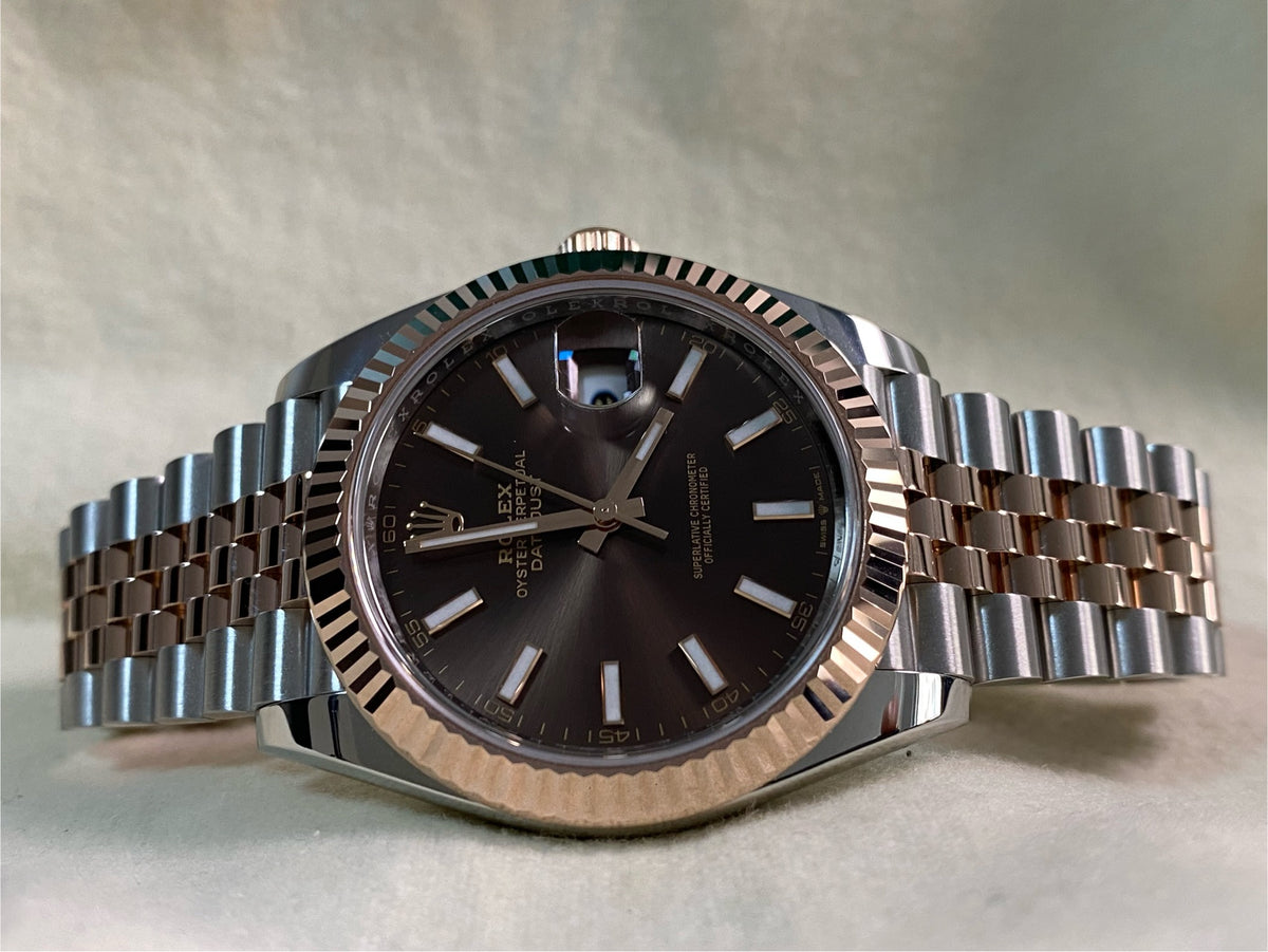 Rolex Steel and Everose Gold Datejust 41 - 2024 - Fluted Bezel - Chocolate Index Dial - Jubilee Bracelet - 126331 *FULL SET*