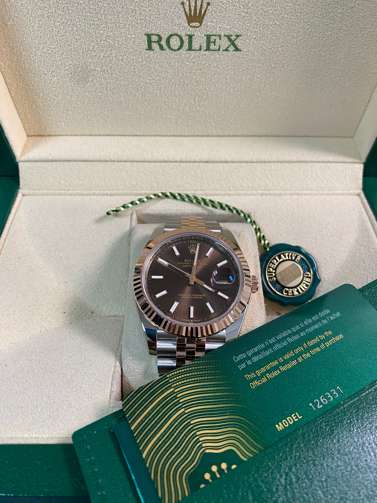 Rolex Steel and Everose Gold Datejust 41 - 2024 - Fluted Bezel - Chocolate Index Dial - Jubilee Bracelet - 126331 *FULL SET*