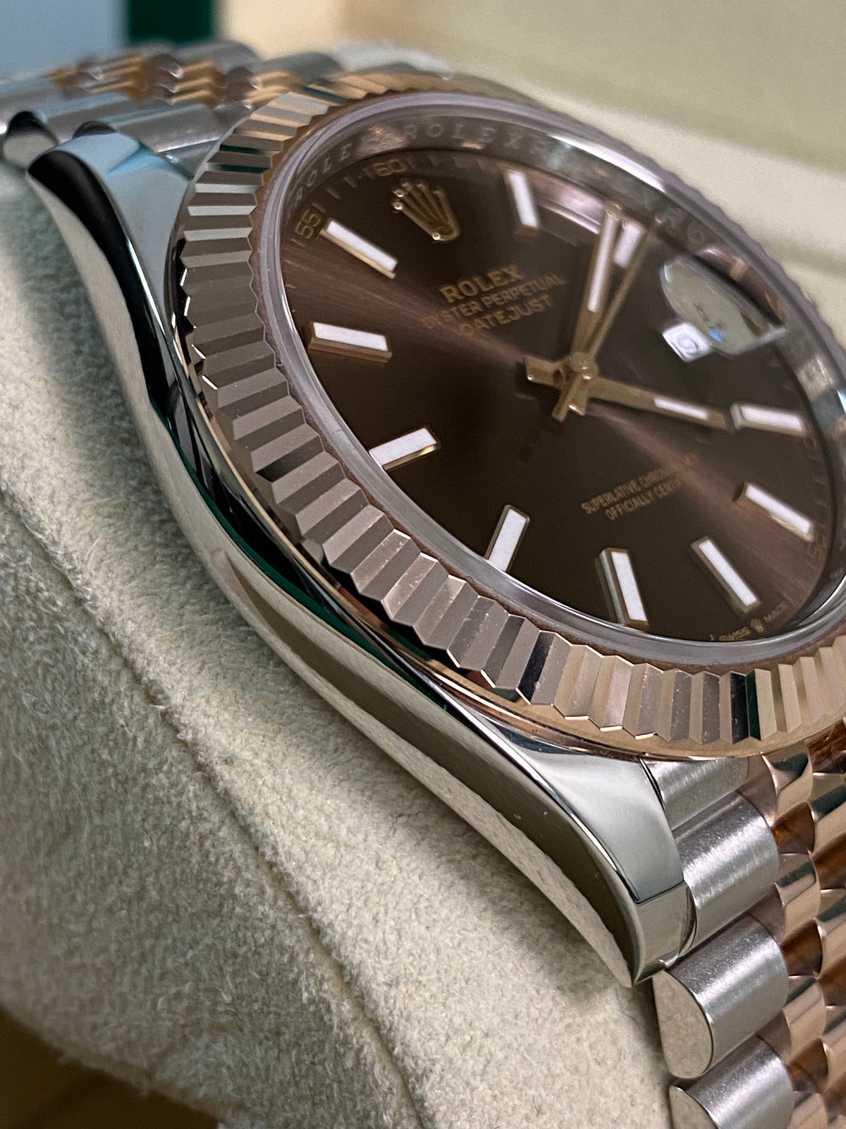 Rolex Steel and Everose Gold Datejust 41 - 2024 - Fluted Bezel - Chocolate Index Dial - Jubilee Bracelet - 126331 *FULL SET*