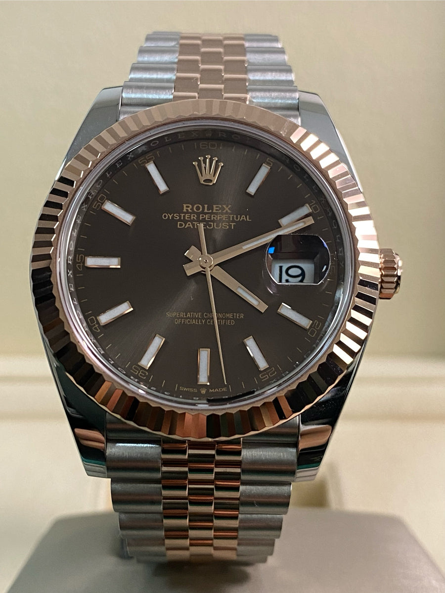 Rolex Steel and Everose Gold Datejust 41 - 2024 - Fluted Bezel - Chocolate Index Dial - Jubilee Bracelet - 126331 *FULL SET*