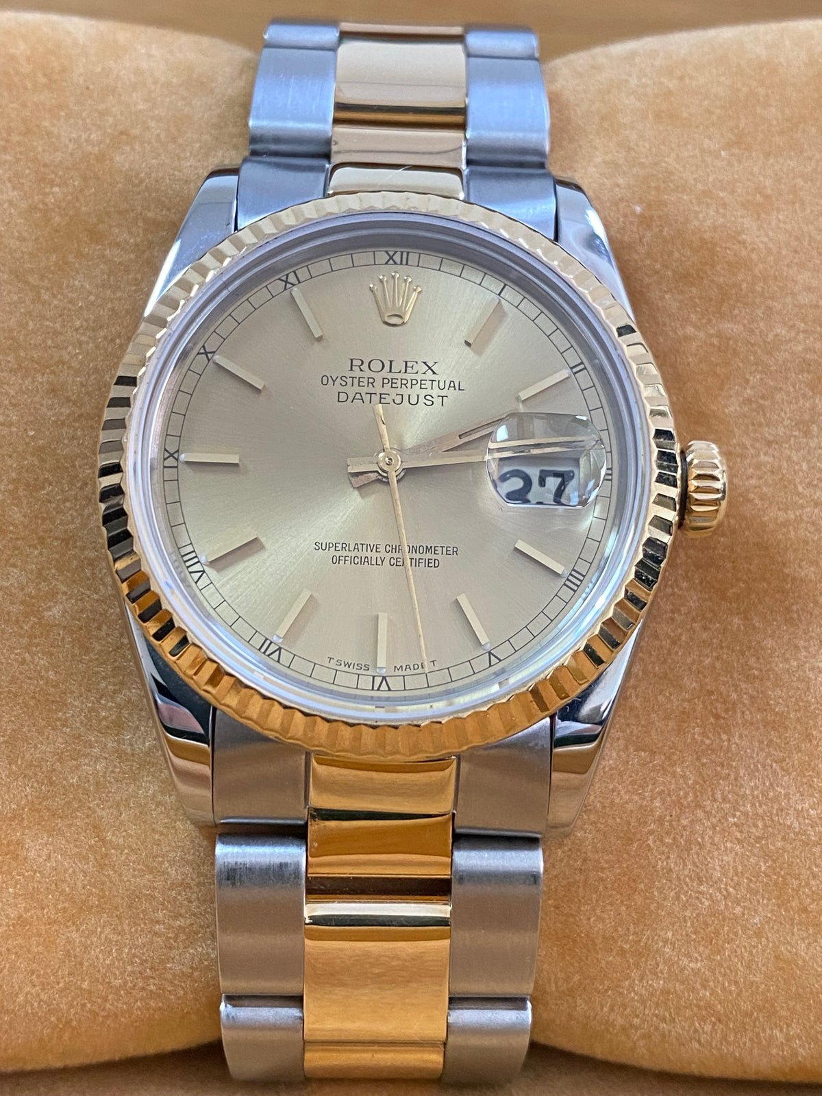 Rolex Steel and Yellow Gold Datejust 36 - Fluted Bezel - Champagne Index Dial - Oyster Bracelet - 16013