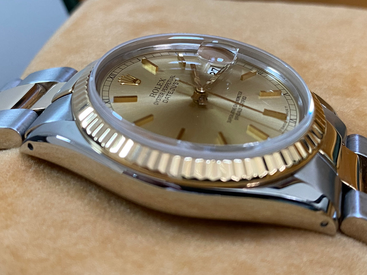 Rolex Steel and Yellow Gold Datejust 36 - Fluted Bezel - Champagne Index Dial - Oyster Bracelet - 16013