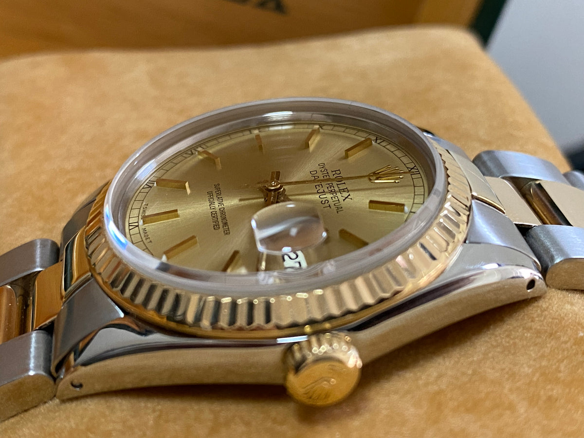 Rolex Steel and Yellow Gold Datejust 36 - Fluted Bezel - Champagne Index Dial - Oyster Bracelet - 16013