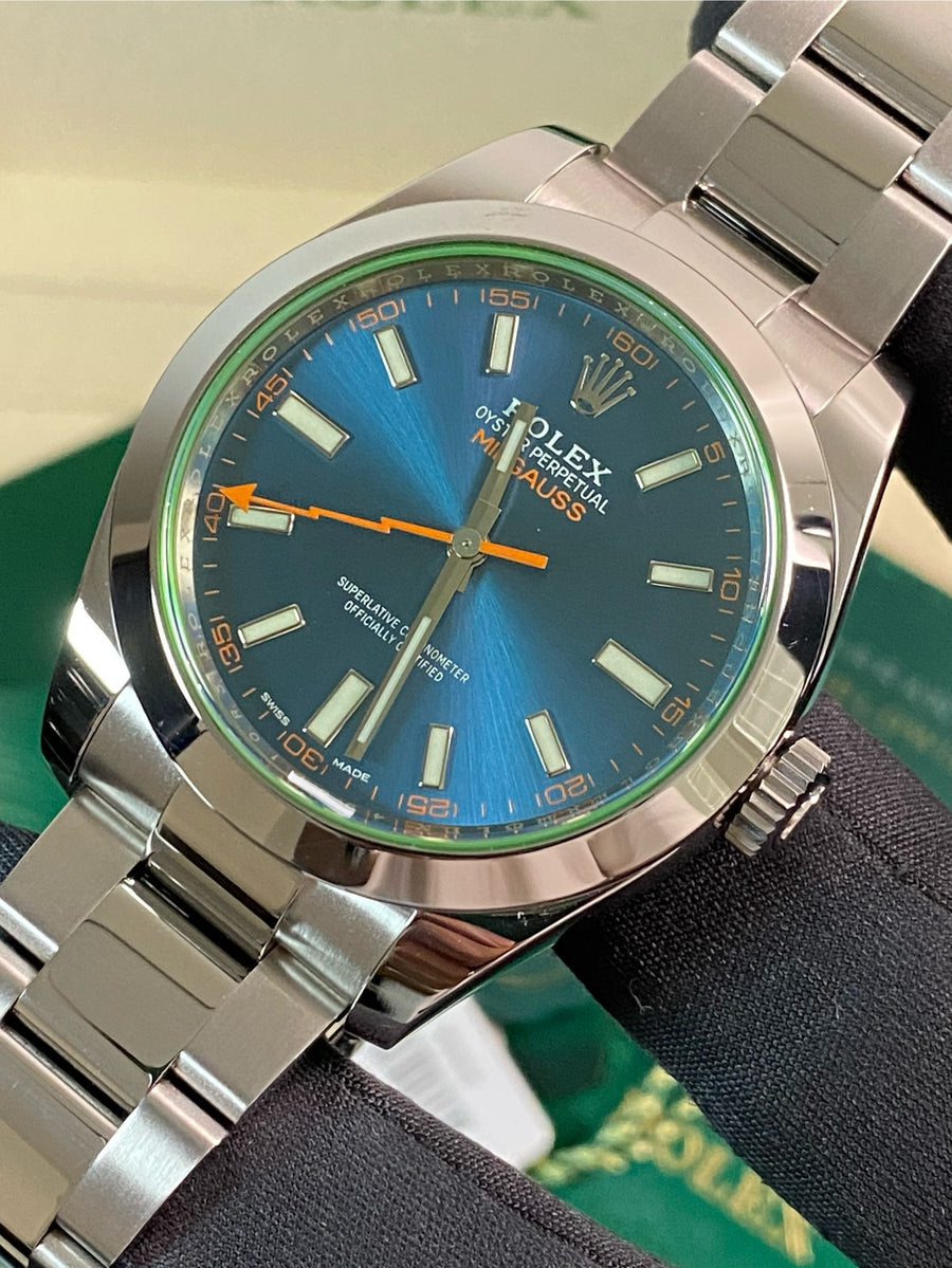 Rolex Milgauss - Blue Dial - Green Crystal - 2021 - 116400GV *FULL SET*