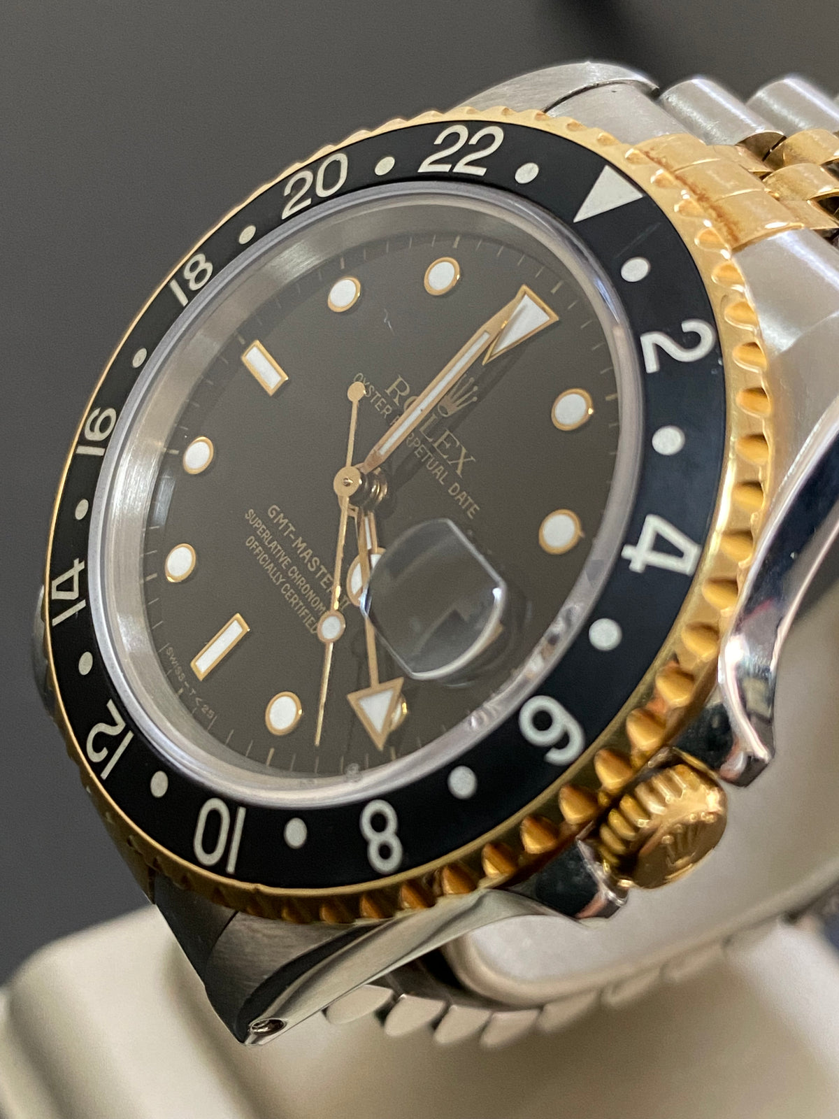 Rolex Steel and Yellow Gold GMT-Master II - L serial - Pre Ceramic Bezel - Black Dial - Jubilee Bracelet - 16713