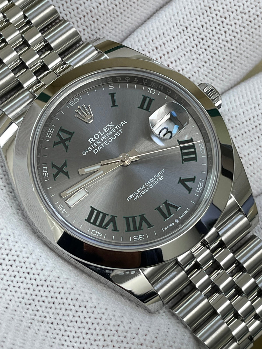 Rolex Steel Datejust 41 - 2024 - Smooth Bezel - "Wimbledon" Dial - Jubilee Bracelet - 126300