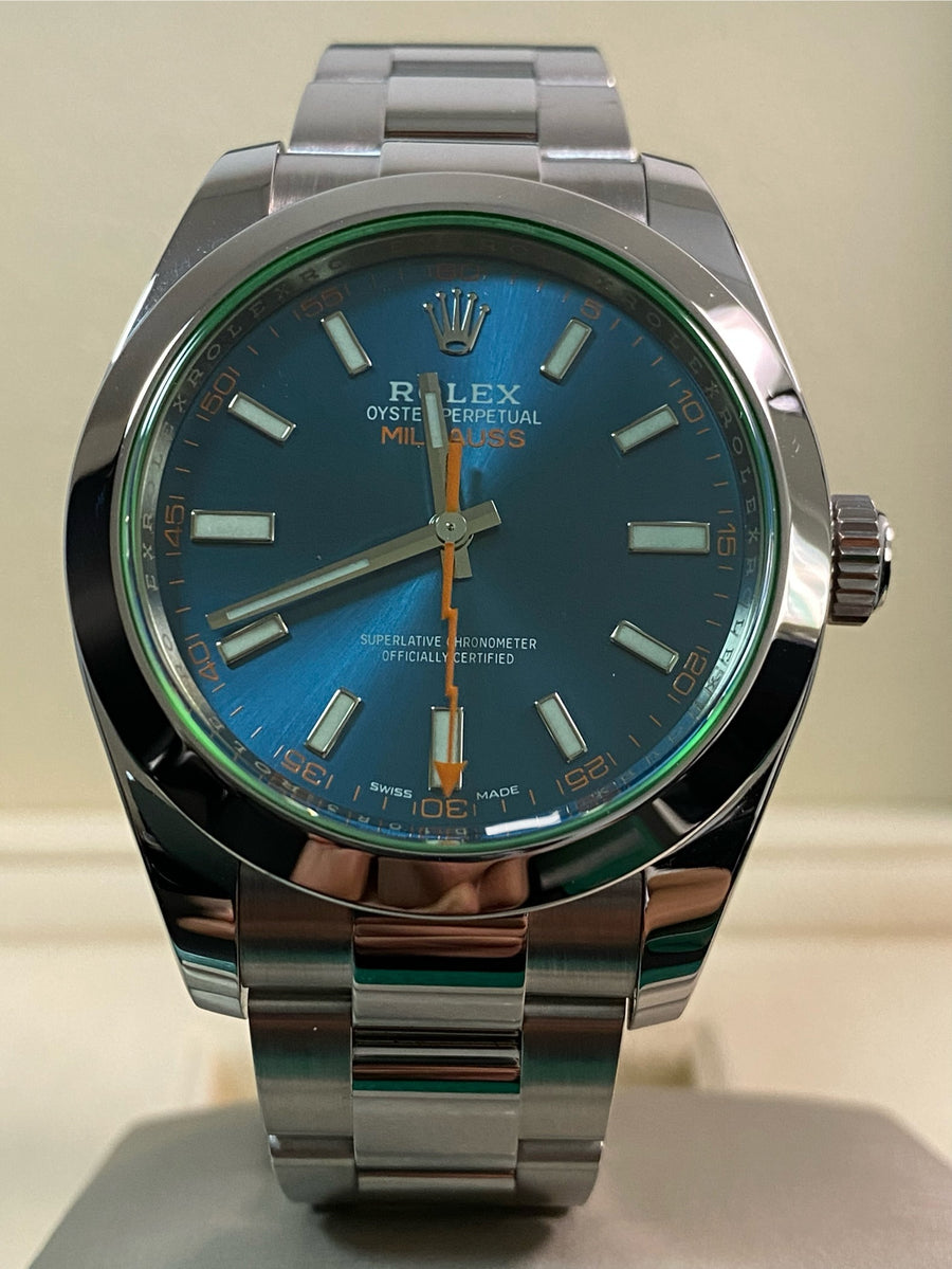 Rolex Milgauss - Blue Dial - Green Crystal - 2021 - 116400GV *FULL SET*