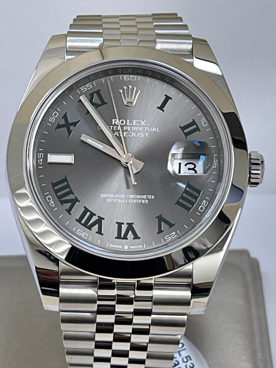 Rolex Steel Datejust 41 - 2024 - Smooth Bezel - "Wimbledon" Dial - Jubilee Bracelet - 126300