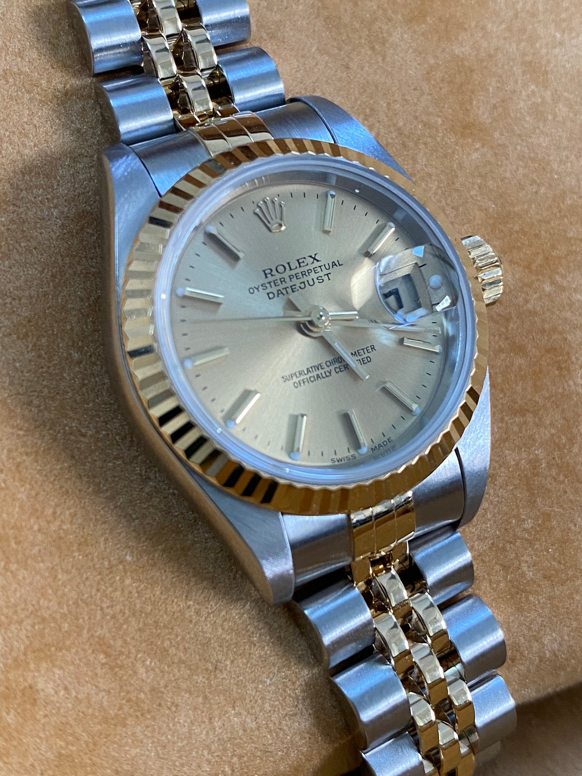 Rolex Yellow Gold and Steel Lady-Datejust 26 - P serial - Fluted Bezel - Champagne Index Dial - Jubilee Bracelet - 79173