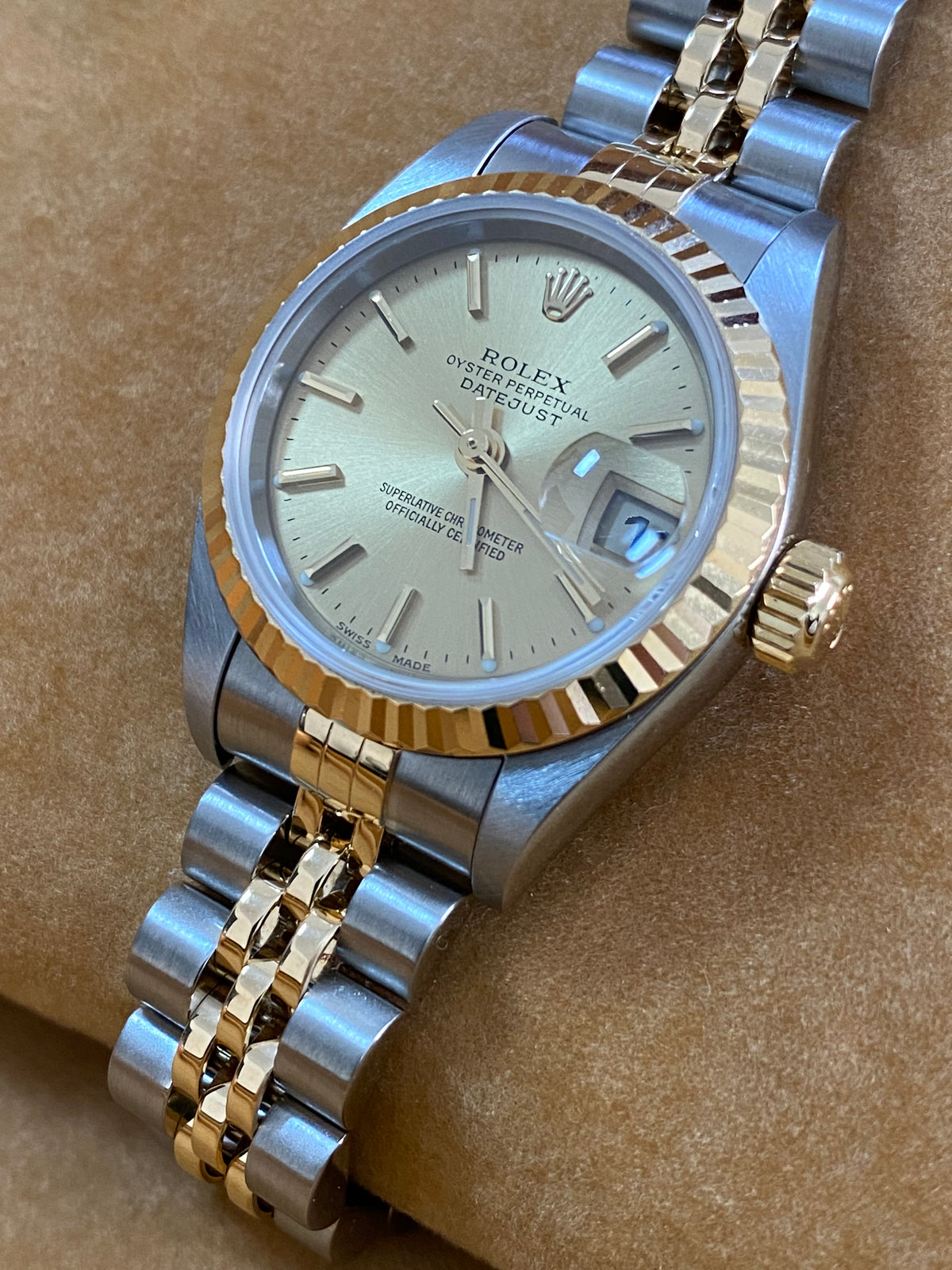 Rolex Yellow Gold and Steel Lady-Datejust 26 - P serial - Fluted Bezel - Champagne Index Dial - Jubilee Bracelet - 79173