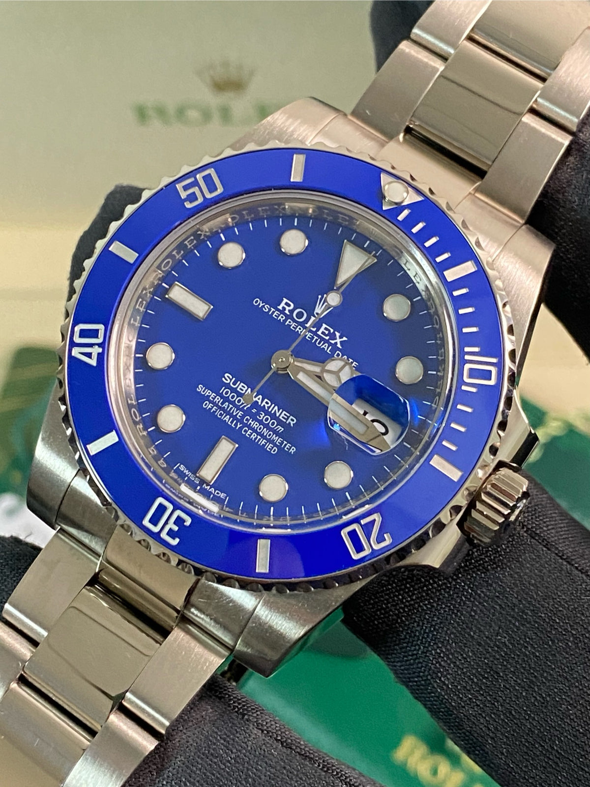 Rolex White Gold Submariner Date - 2020 - "Smurf" - 116619LB *Rare New Style Card*