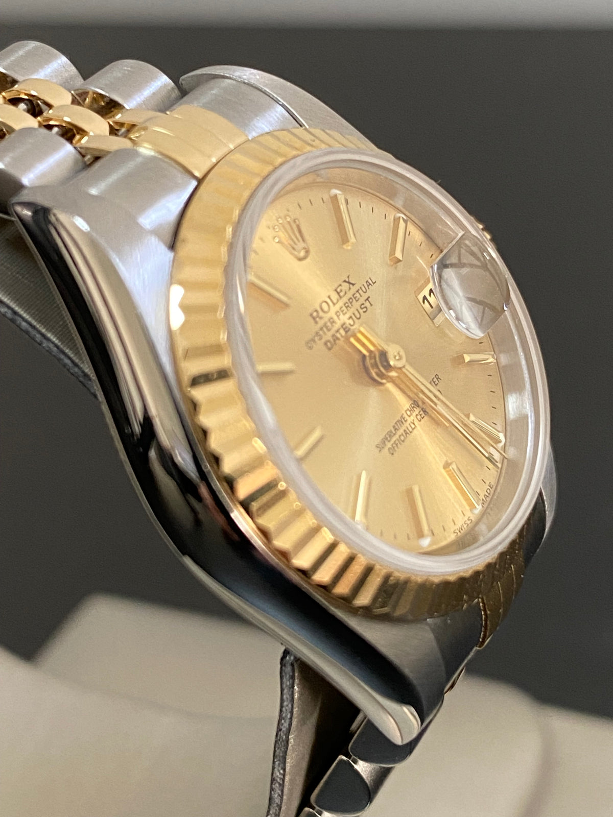 Rolex Yellow Gold and Steel Lady-Datejust 26 - P serial - Fluted Bezel - Champagne Index Dial - Jubilee Bracelet - 79173