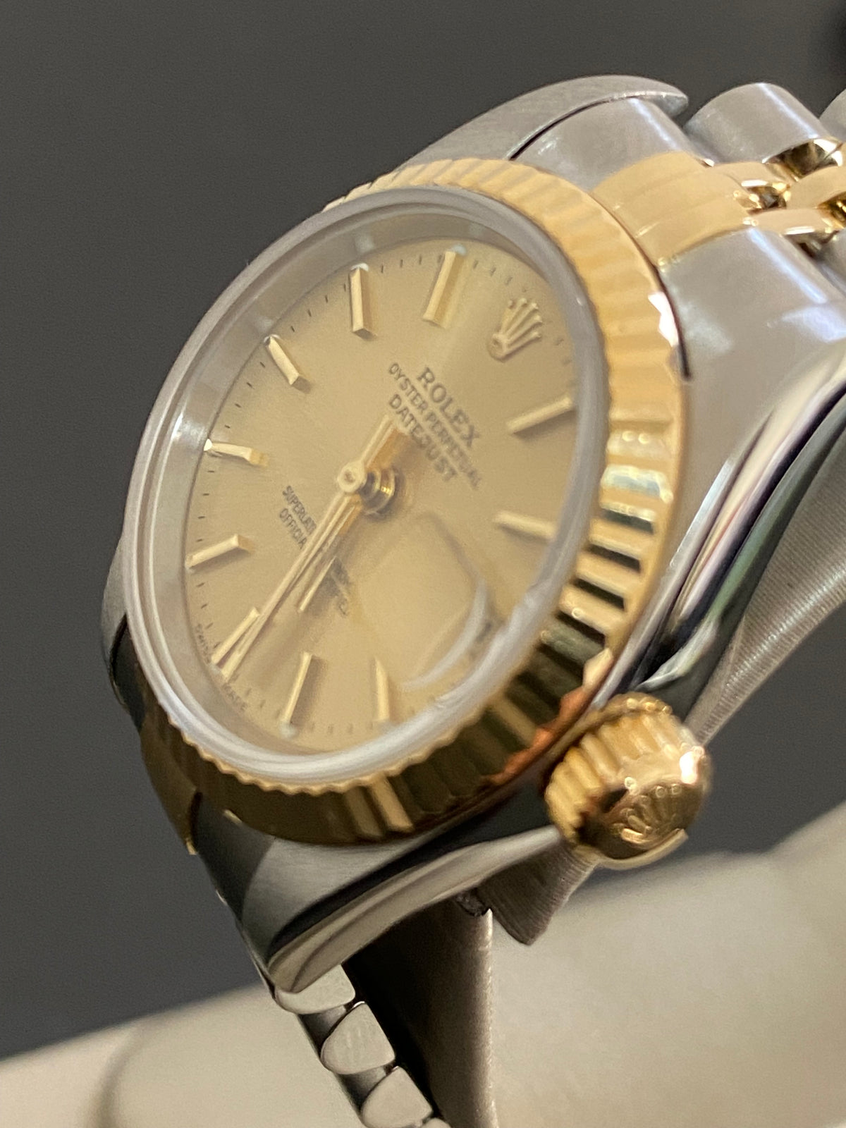 Rolex Yellow Gold and Steel Lady-Datejust 26 - P serial - Fluted Bezel - Champagne Index Dial - Jubilee Bracelet - 79173