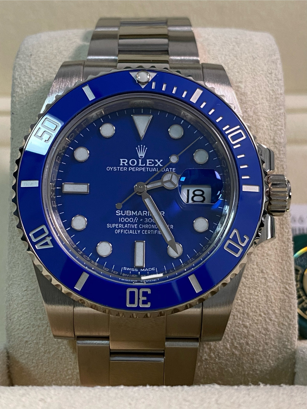 Rolex White Gold Submariner Date - 2020 - "Smurf" - 116619LB *Rare New Style Card*