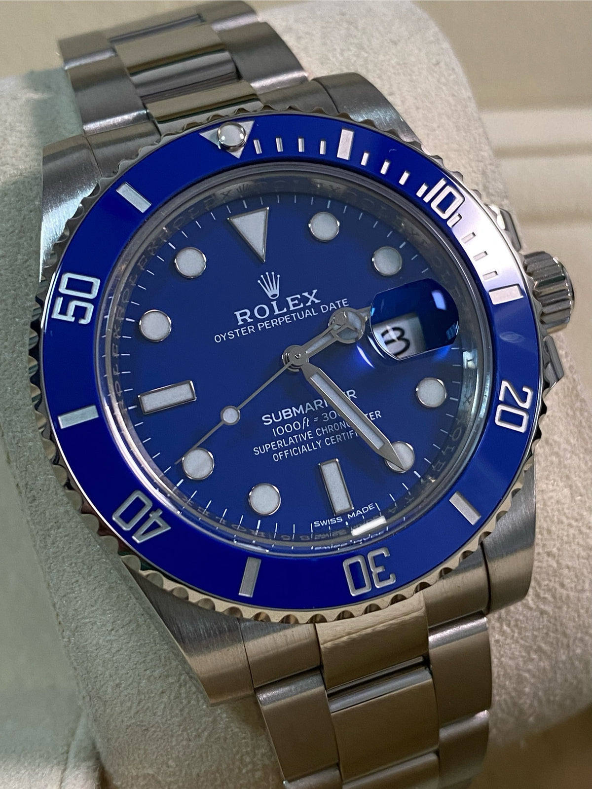 Rolex White Gold Submariner Date - 2020 - "Smurf" - 116619LB *Rare New Style Card*