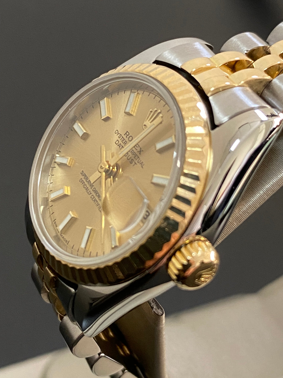 Rolex Yellow Gold and Steel Lady-Datejust -  D serial - Fluted Bezel - Champagne Index Dial - Jubilee Bracelet - 179173