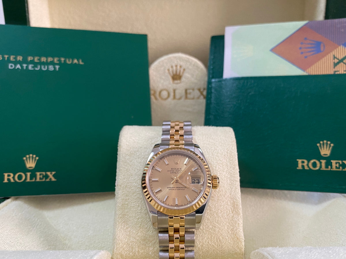 Rolex Yellow Gold and Steel Lady-Datejust -  D serial - Fluted Bezel - Champagne Index Dial - Jubilee Bracelet - 179173