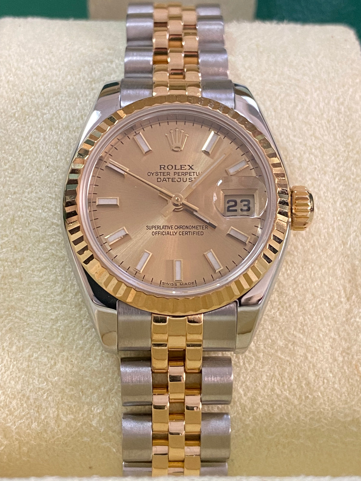 Rolex Yellow Gold and Steel Lady-Datejust -  D serial - Fluted Bezel - Champagne Index Dial - Jubilee Bracelet - 179173