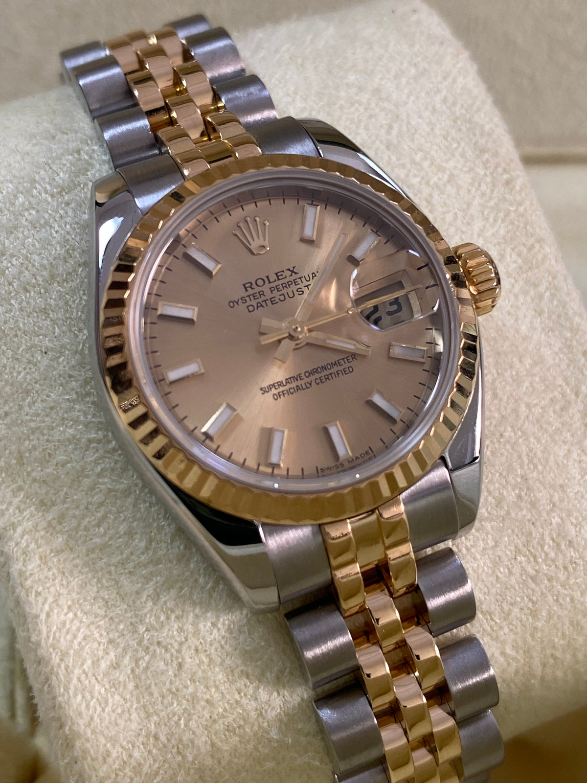 Rolex Yellow Gold and Steel Lady-Datejust -  D serial - Fluted Bezel - Champagne Index Dial - Jubilee Bracelet - 179173