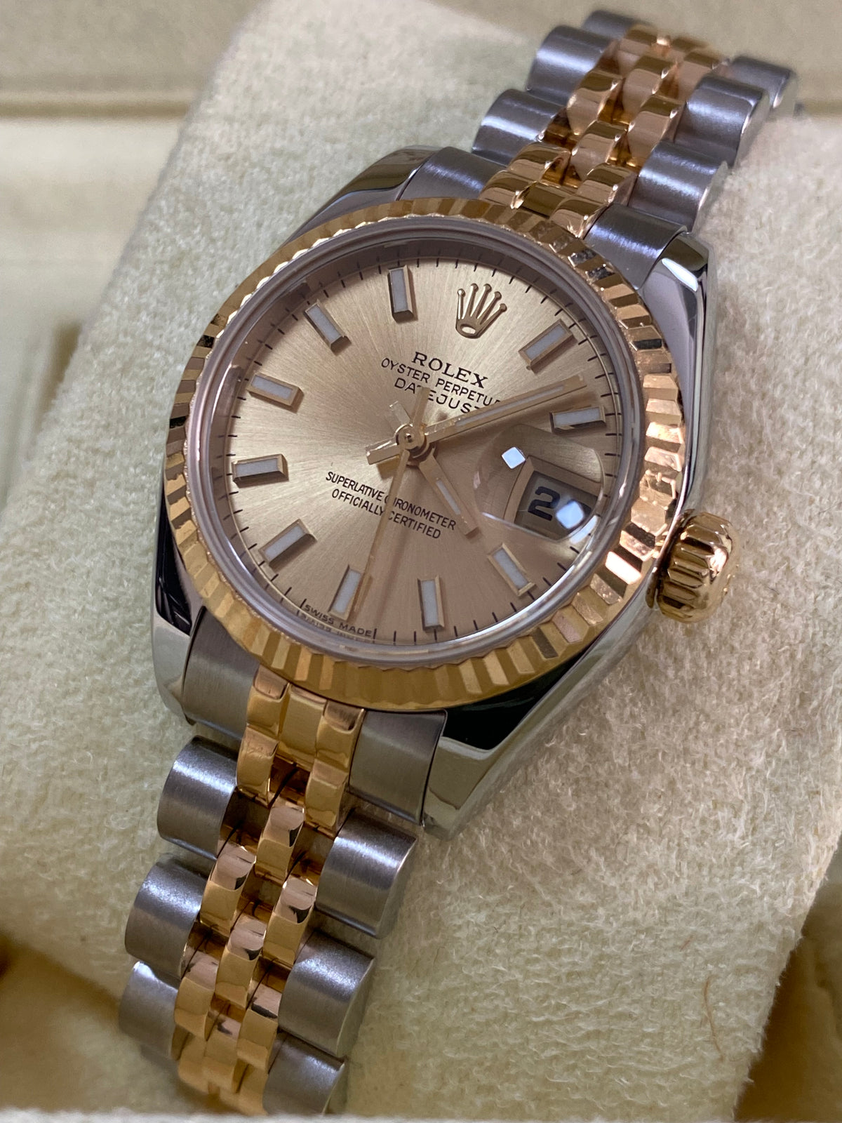 Rolex Yellow Gold and Steel Lady-Datejust -  D serial - Fluted Bezel - Champagne Index Dial - Jubilee Bracelet - 179173