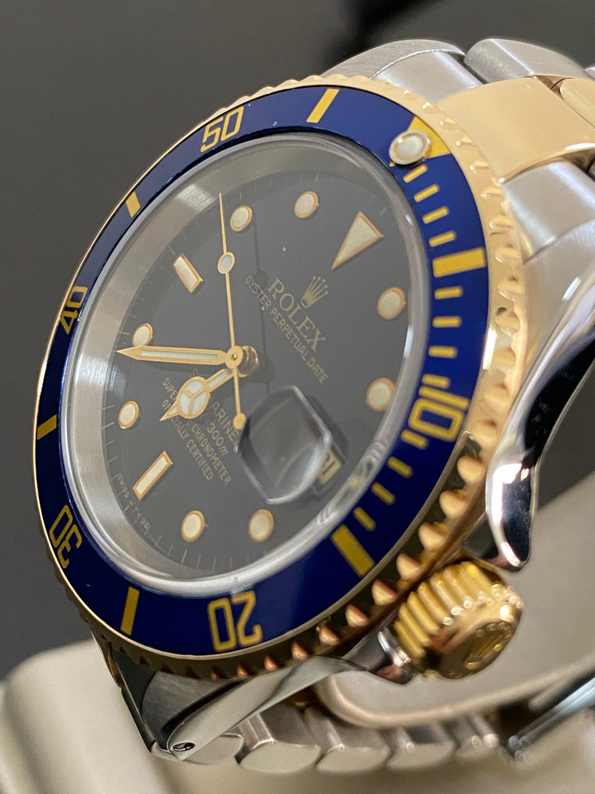 Rolex Yellow Gold and Steel Submariner Date - Y serial - Blue Dial - Pre Ceramic Blue Bezel - 16613