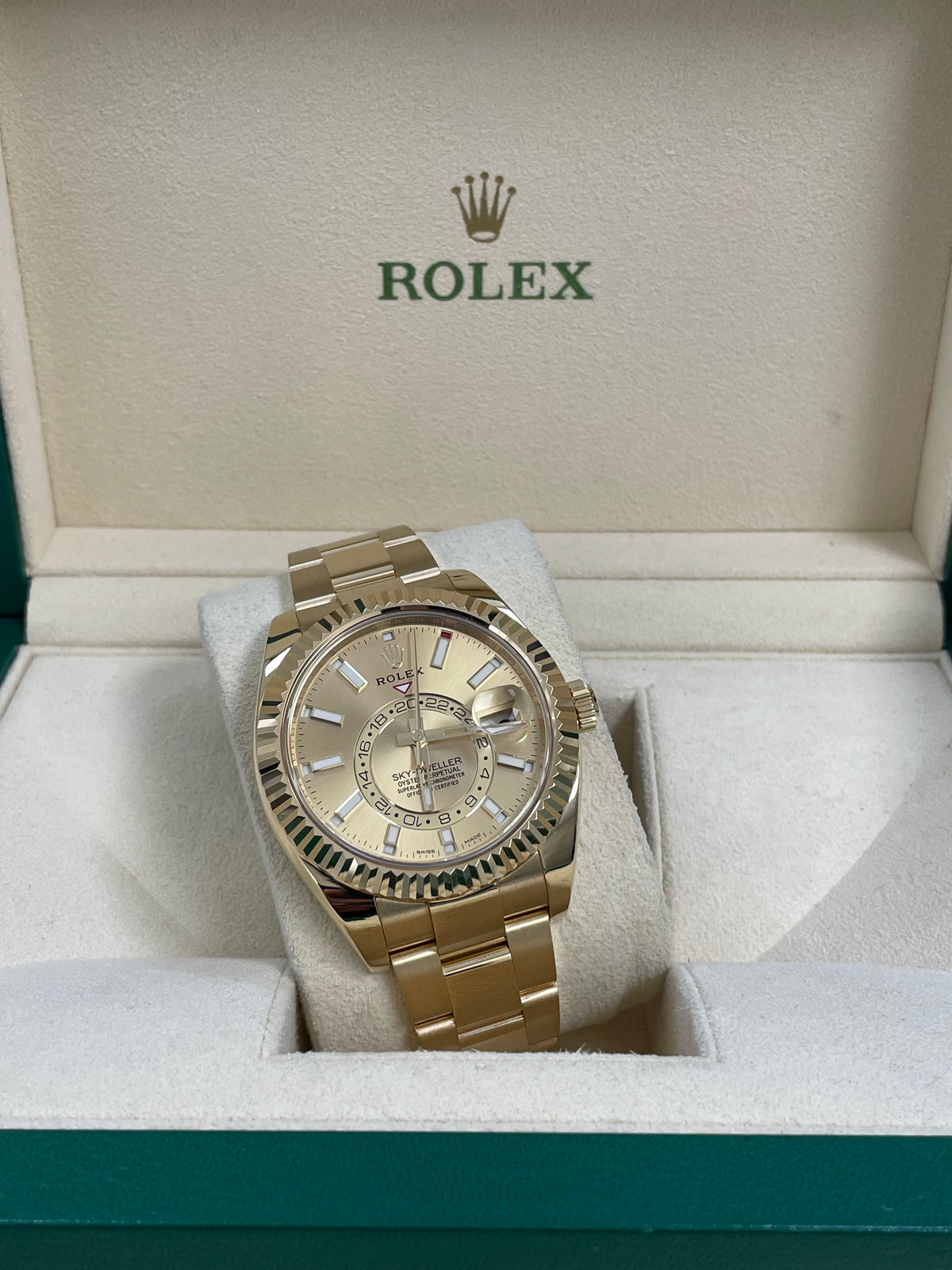 Rolex Yellow Gold Sky-Dweller - 2023 - Champagne Index Dial - Oyster Bracelet - 326938