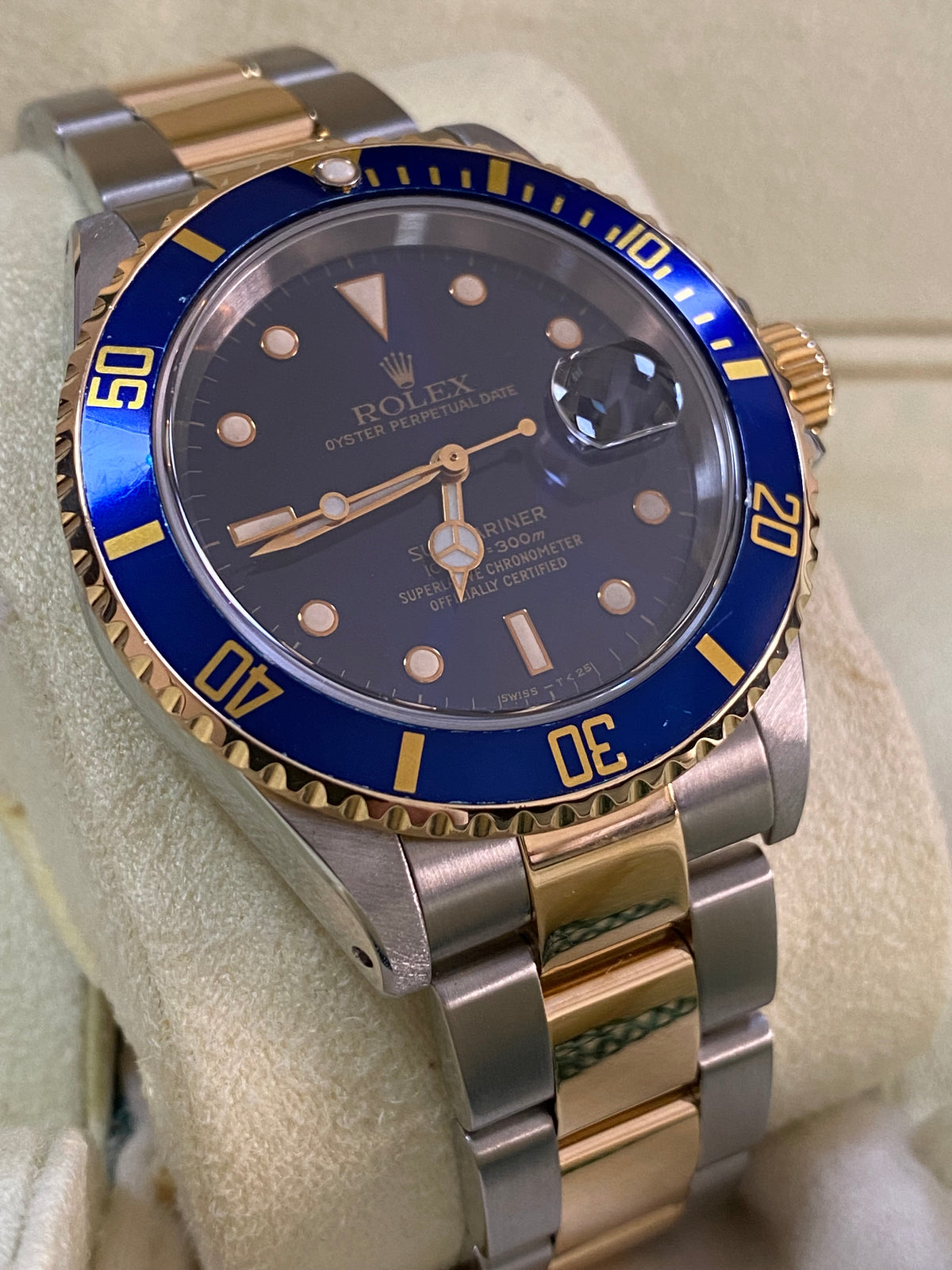 Rolex Yellow Gold and Steel Submariner Date - Y serial - Blue Dial - Pre Ceramic Blue Bezel - 16613