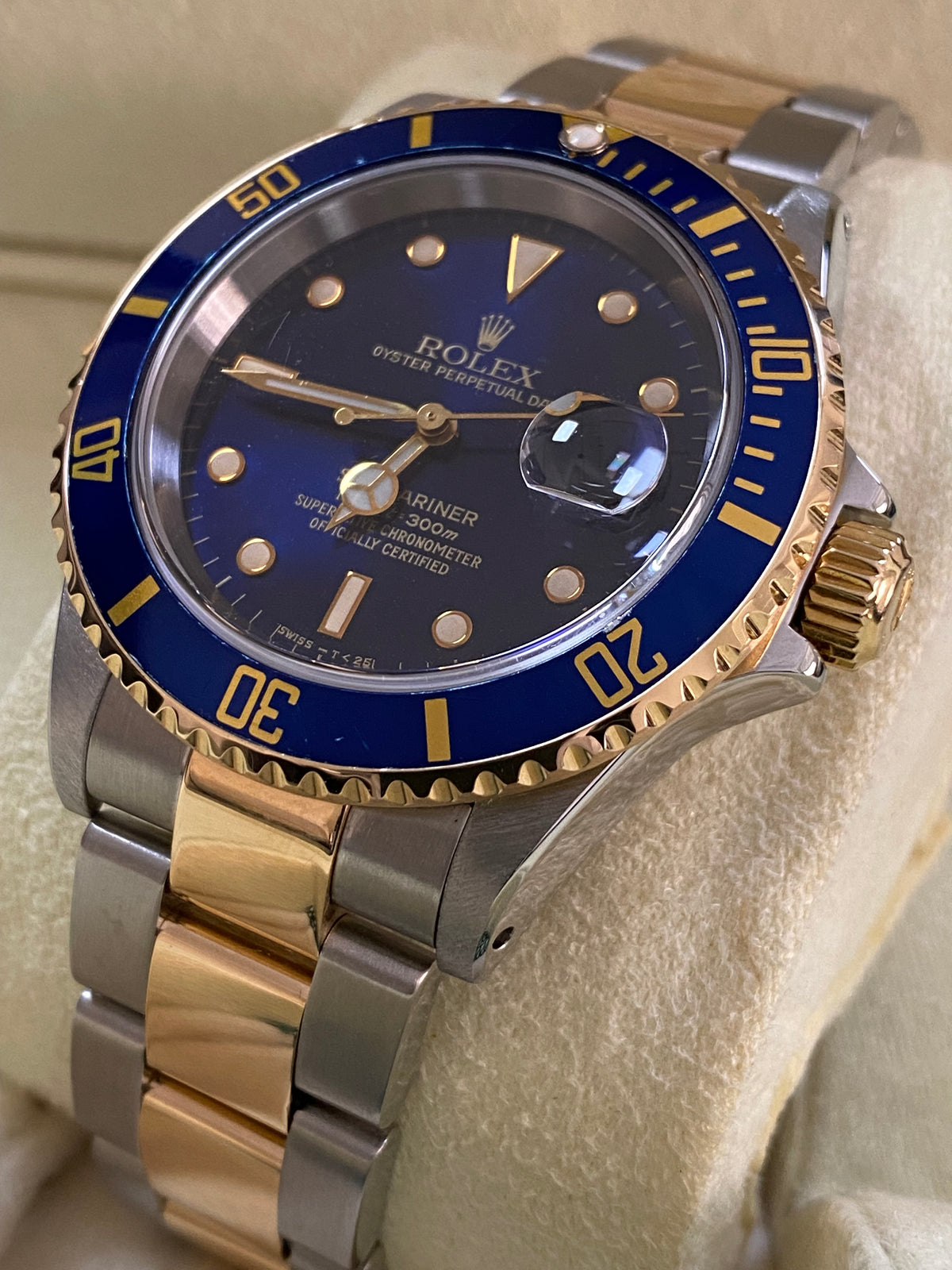 Rolex Yellow Gold and Steel Submariner Date - Y serial - Blue Dial - Pre Ceramic Blue Bezel - 16613