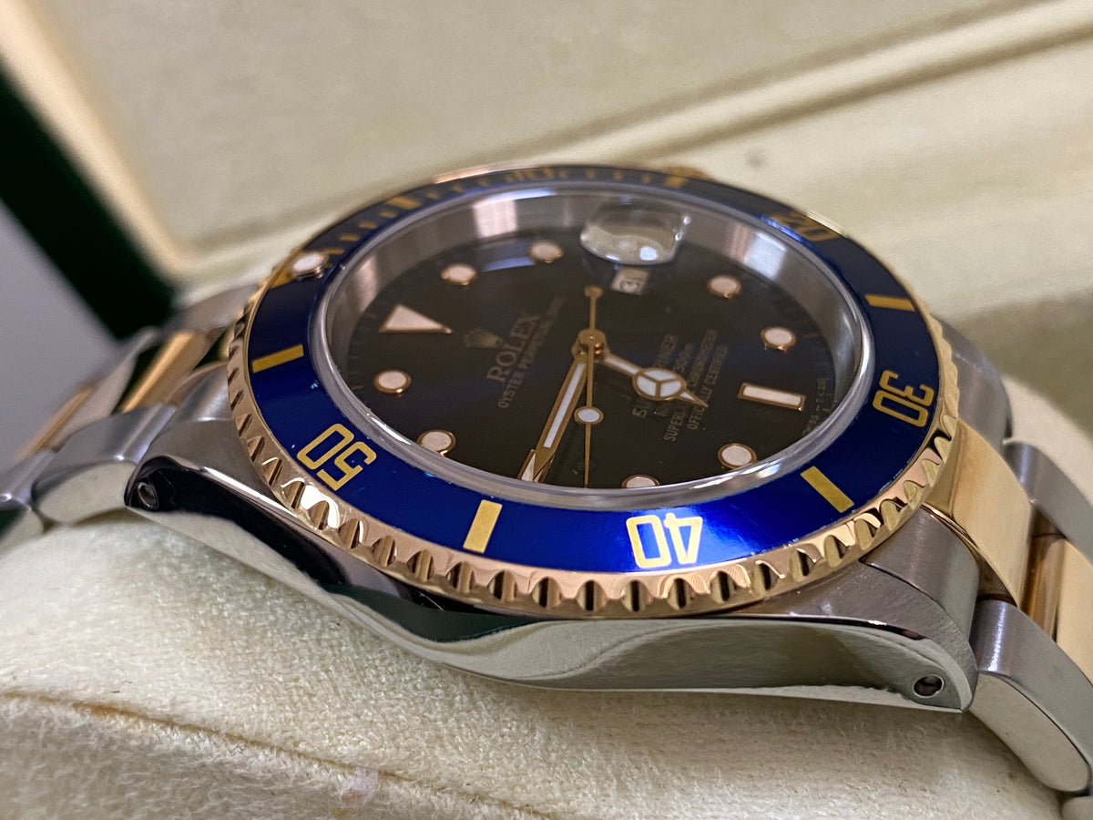 Rolex Yellow Gold and Steel Submariner Date - Y serial - Blue Dial - Pre Ceramic Blue Bezel - 16613