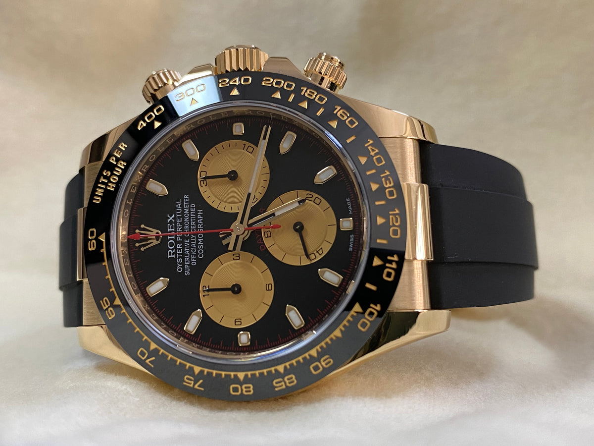 Rolex Yellow Gold Cosmograph Daytona - 2020 - Black Index Dial - Black Oysterflex Strap - 116518LN *COMPLETE SET*