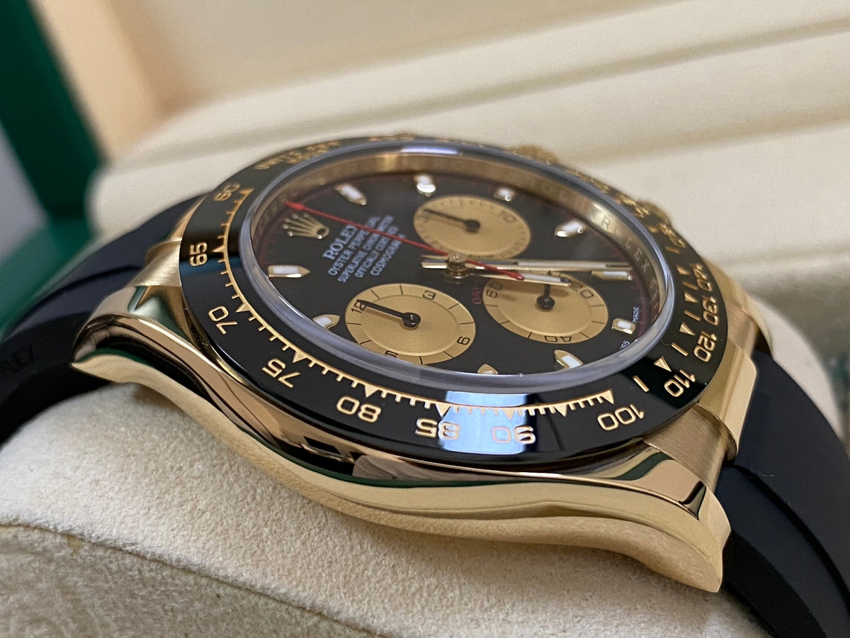 Rolex Yellow Gold Cosmograph Daytona - 2020 - Black Index Dial - Black Oysterflex Strap - 116518LN *COMPLETE SET*