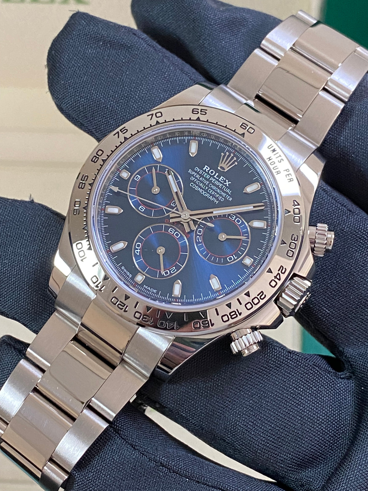 Rolex White Gold Cosmograph Daytona - 2022 - Blue Index Dial - Oyster Bracelet - 116509 *COMPLETE SET*