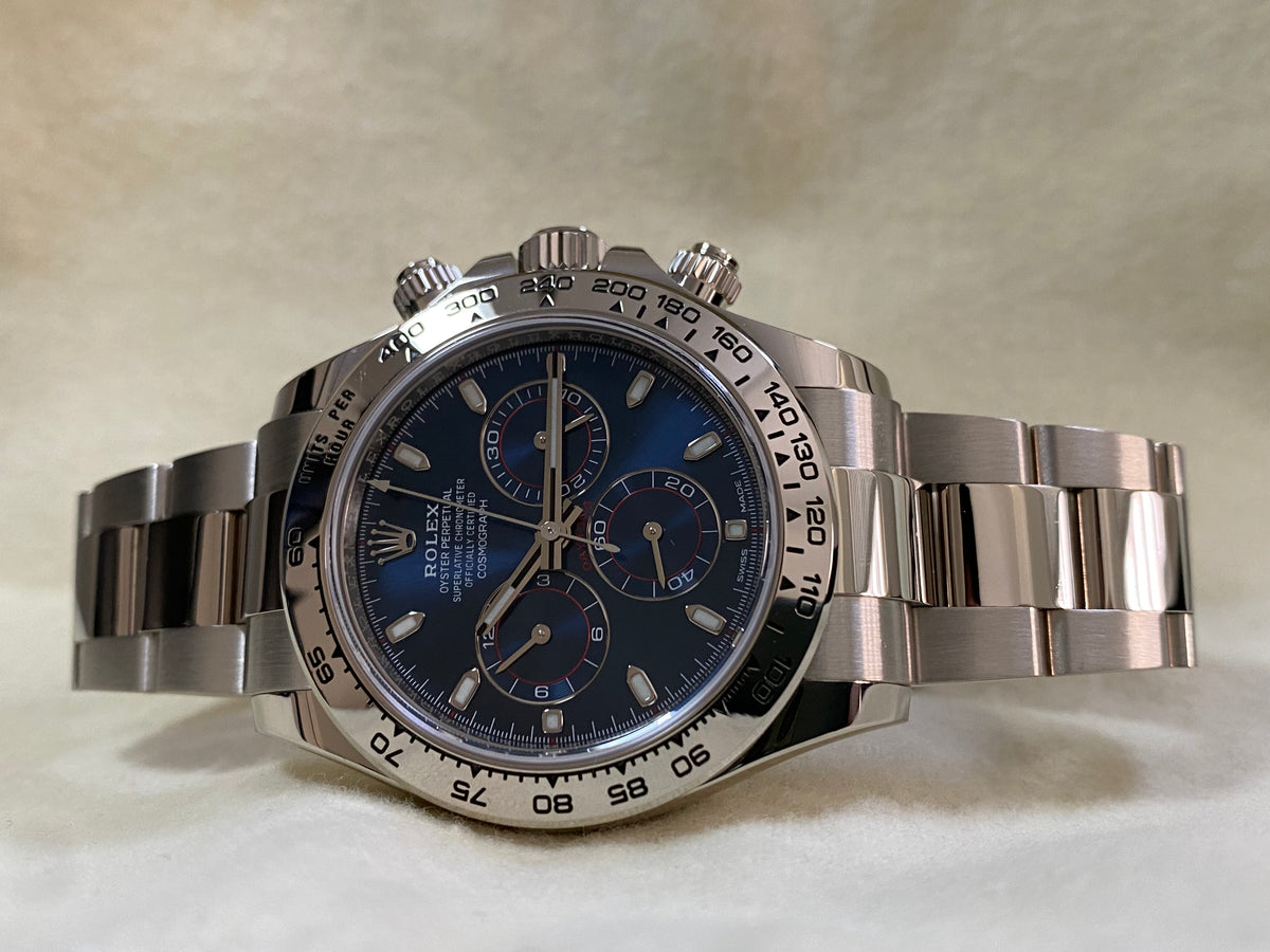 Rolex White Gold Cosmograph Daytona - 2022 - Blue Index Dial - Oyster Bracelet - 116509 *COMPLETE SET*