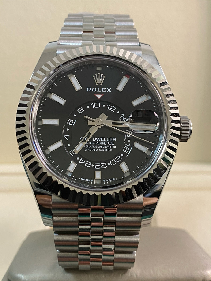 Rolex Steel Sky-Dweller - 2024 - Black Index Dial - Jubilee Bracelet - 336934 *FULL SET*