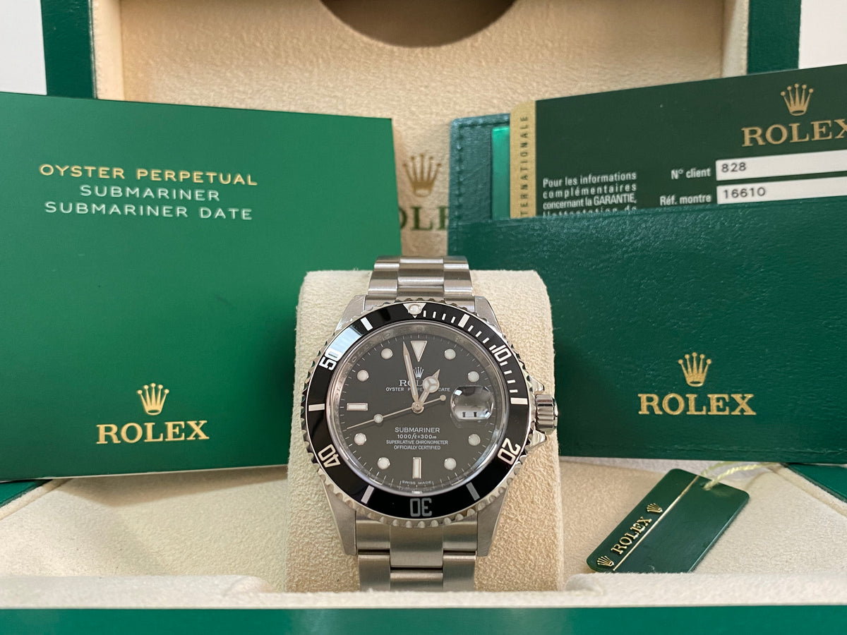 Rolex Steel Submariner Date - V serial - Pre Ceramic Bezel - Black Dial - 16610 *COMPLETE*