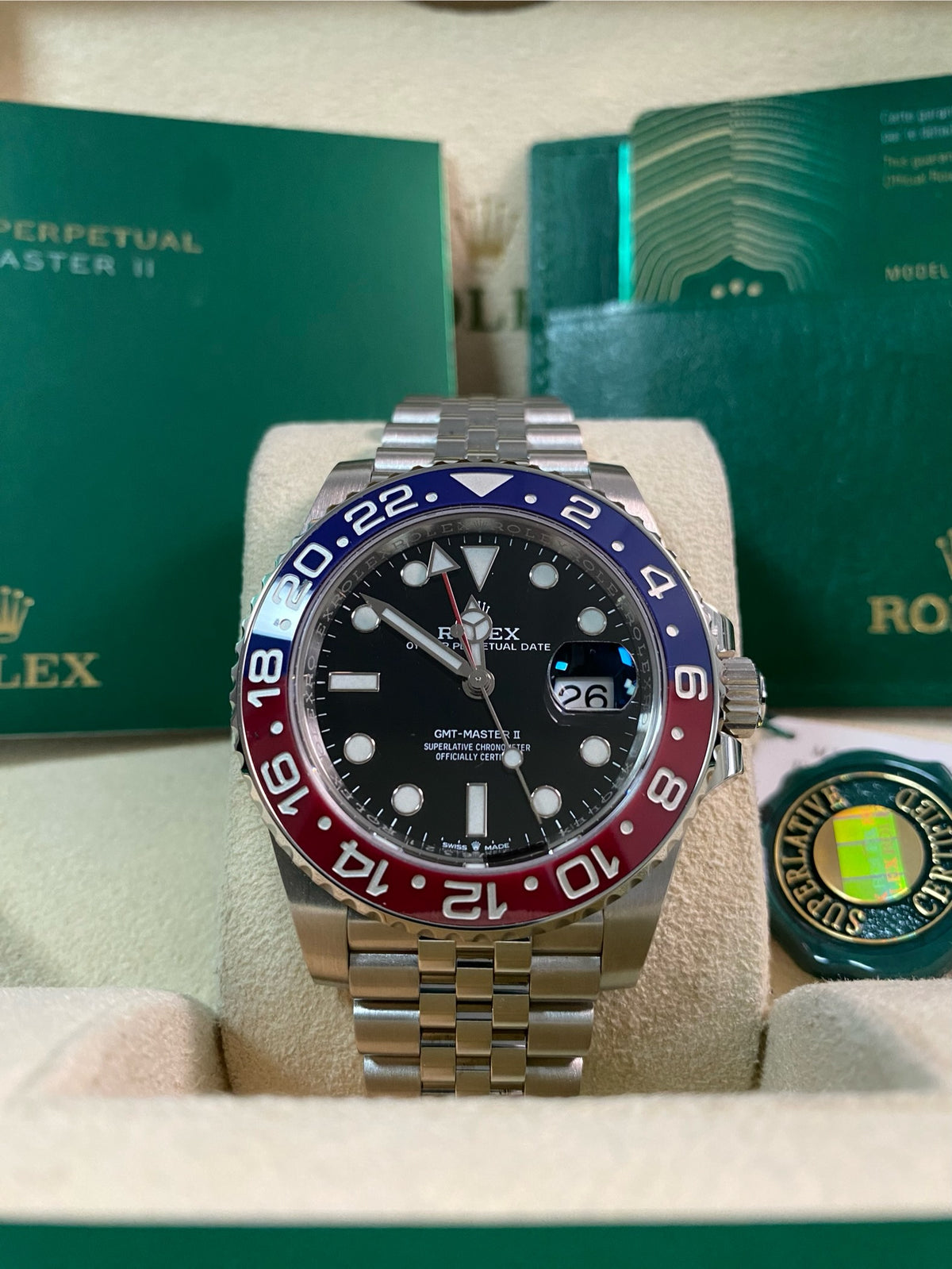 Rolex Steel GMT-Master II - 2021 -"Pepsi" - Black Dial - Jubilee Bracelet - 126710BLRO *FULL SET*