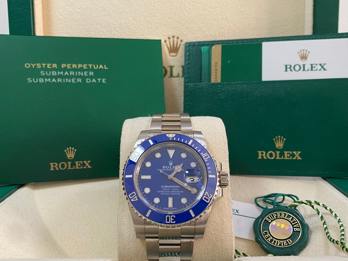 Rolex White Gold Submariner Date - 2018 - "Smurf" - Blue Bezel - Blue Dial - 116619LB *COMPLETE*