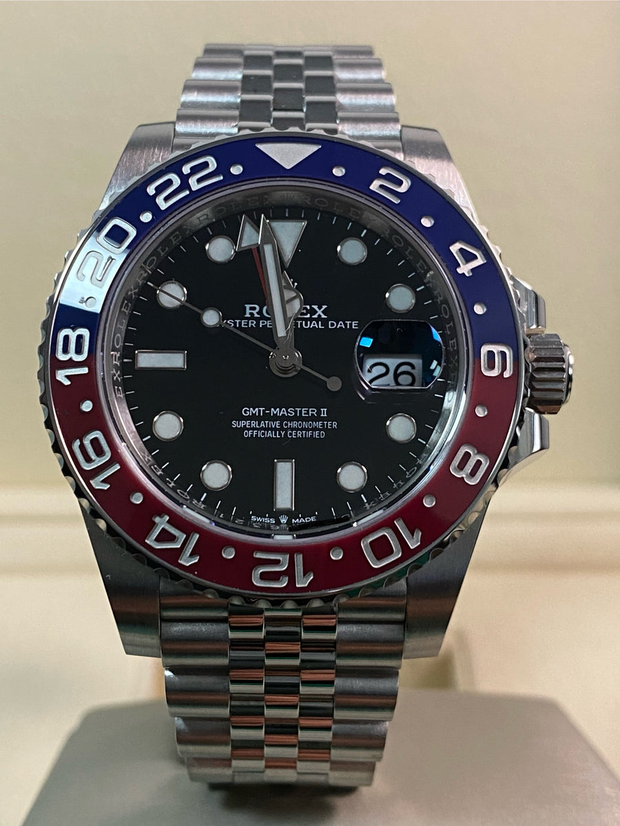 Rolex Steel GMT-Master II - 2021 -"Pepsi" - Black Dial - Jubilee Bracelet - 126710BLRO *FULL SET*