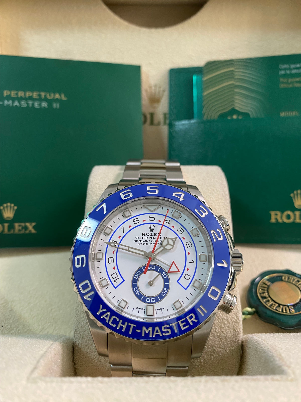 Rolex Steel Yacht-Master II - 2020 - White Dial - Blue Bezel - 116680 *FULL SET*