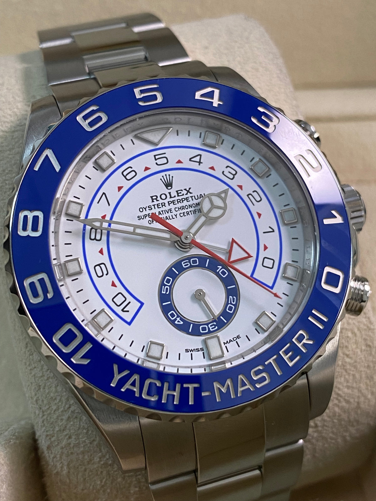 Rolex Steel Yacht-Master II - 2020 - White Dial - Blue Bezel - 116680 *FULL SET*