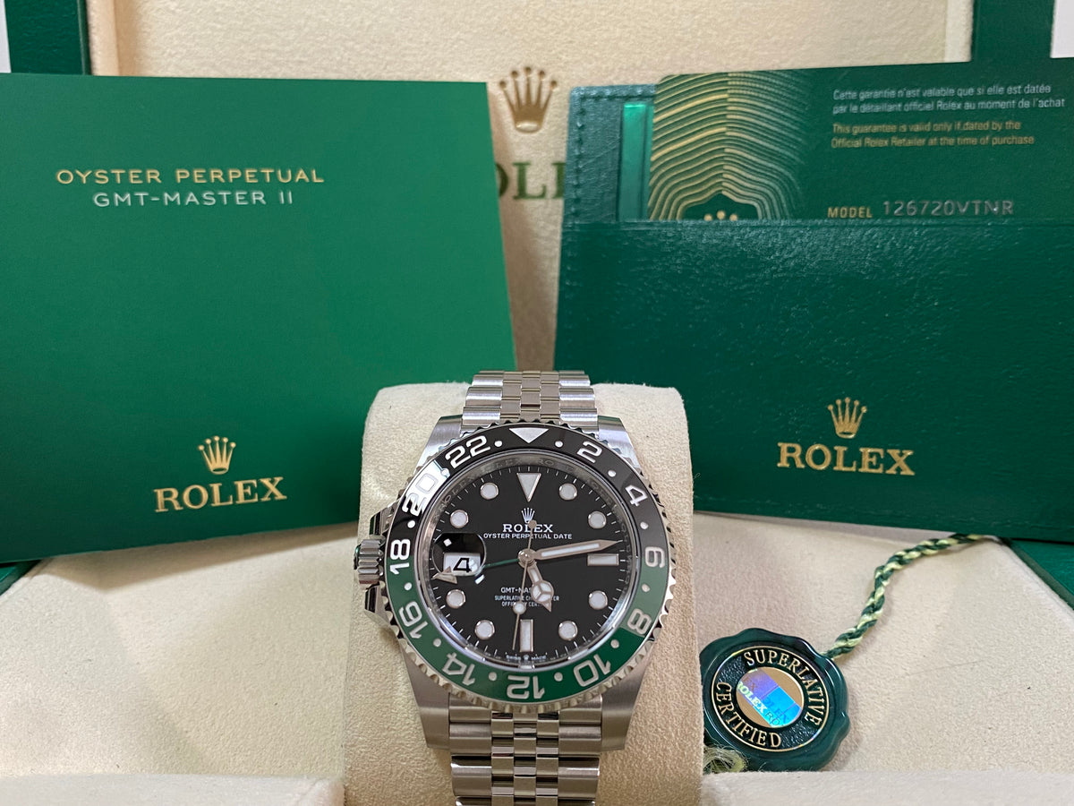 Rolex Steel GMT-Master II - 2024 - "Sprite" - Black Dial - Jubilee Bracelet - 126720VTNR *COMPLETE SET*