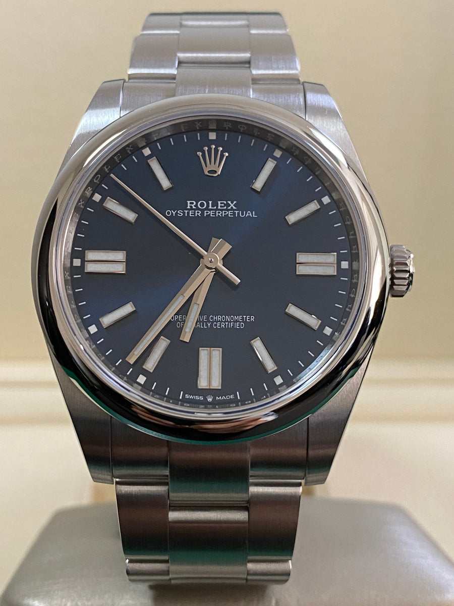 Rolex Oyster Perpetual 41 - 2024 - Domed Bezel - Bright Blue Index Dial - Oyster Bracelet - 124300