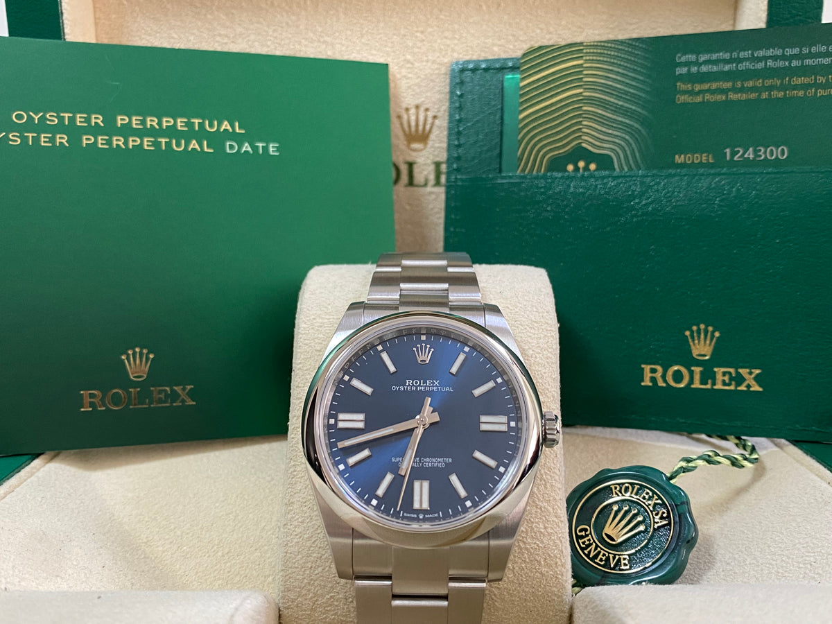 Rolex Oyster Perpetual 41 - 2024 - Domed Bezel - Bright Blue Index Dial - Oyster Bracelet - 124300