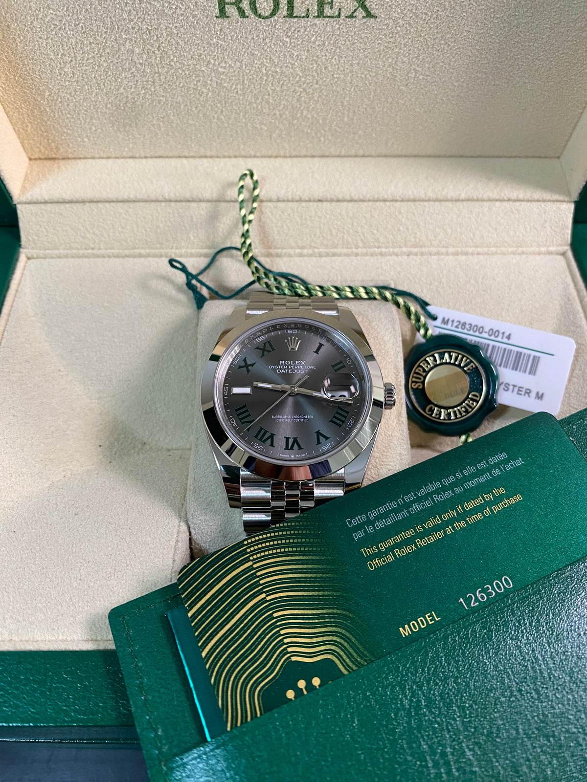 Rolex Steel Datejust 41 - 2024 - Smooth Bezel - "Wimbledon" Dial - Jubilee Bracelet - 126300 *FULL SET*