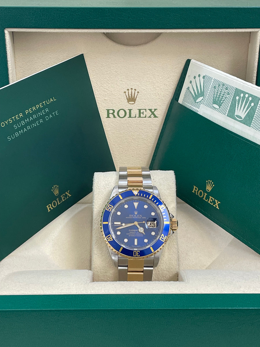 Rolex Steel and Gold Rolesor Submariner Date - Blue Dial - Pre Ceramic Bezel - 16613